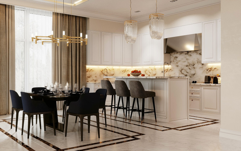 Thiết kế tông trắng cho Bếp tạo không gian rộng mở và sạch sẽ.