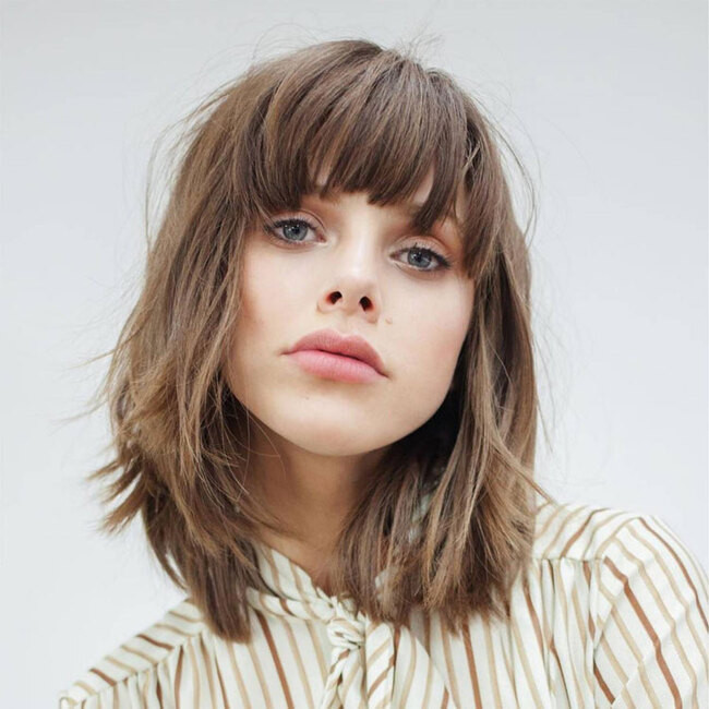 Tóc mullet layer nữ có mái