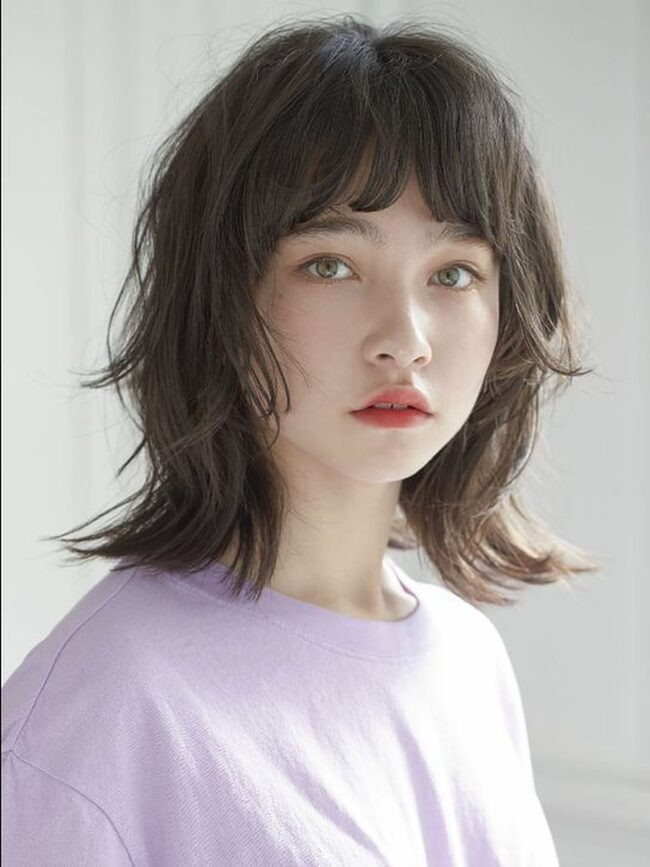 Tóc mullet layer nữ mặt tròn
