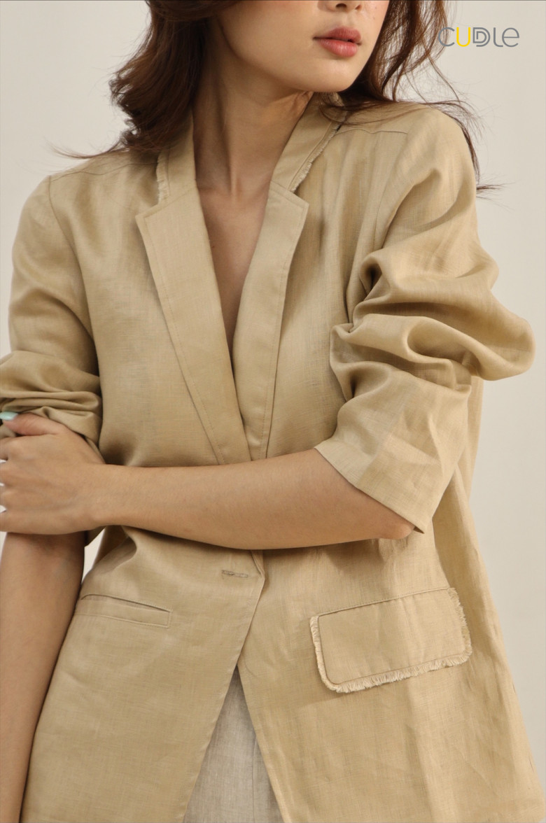 Fringe Linen Blazer